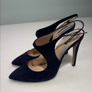 Giorgio Armani Navy Suede Slingback Women's Heels